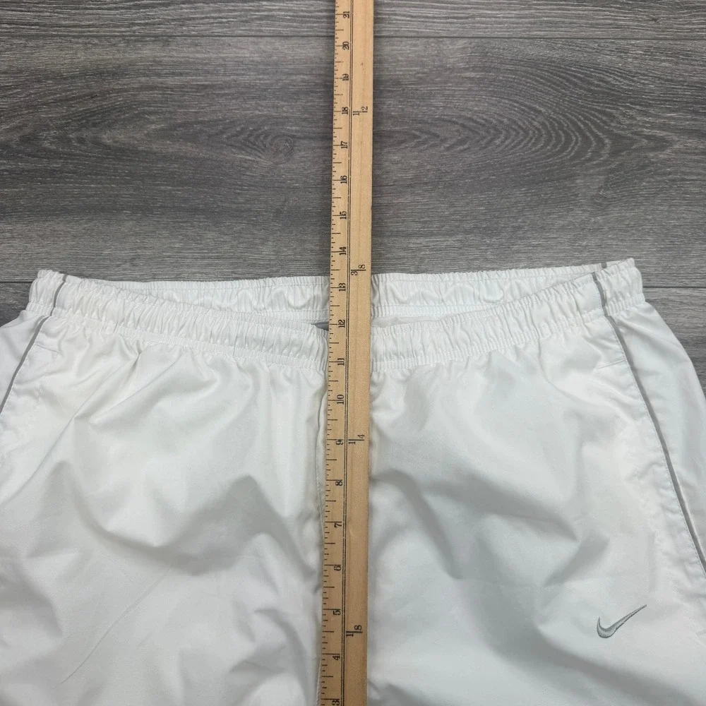 Vintage Nike Track Pants Mens Large White Baggy Ankle Zip Side Swoosh 90s Y2K